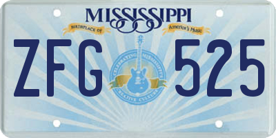 MS license plate ZFG525