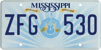 MS license plate ZFG530