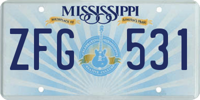 MS license plate ZFG531