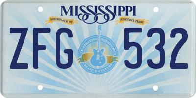 MS license plate ZFG532