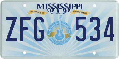 MS license plate ZFG534