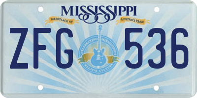 MS license plate ZFG536