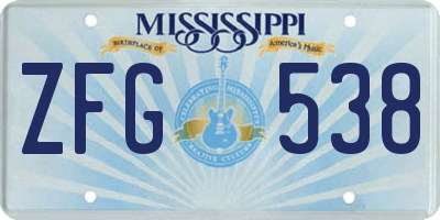 MS license plate ZFG538