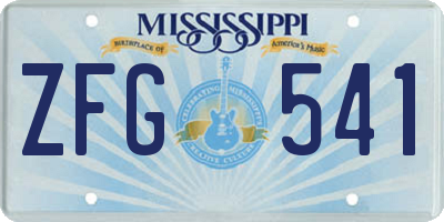MS license plate ZFG541