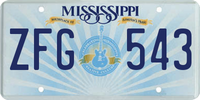 MS license plate ZFG543