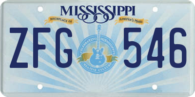 MS license plate ZFG546