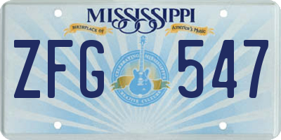 MS license plate ZFG547