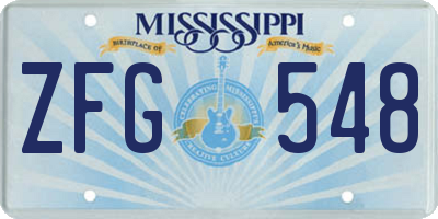 MS license plate ZFG548