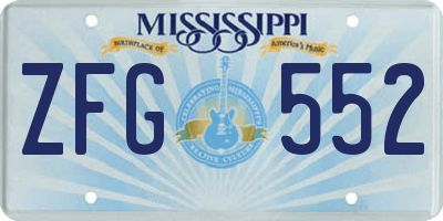 MS license plate ZFG552