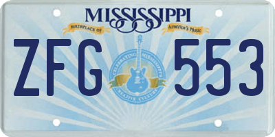 MS license plate ZFG553