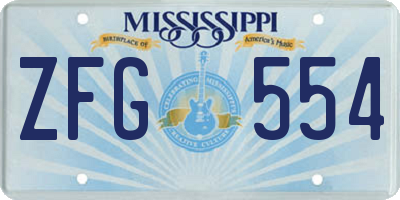 MS license plate ZFG554