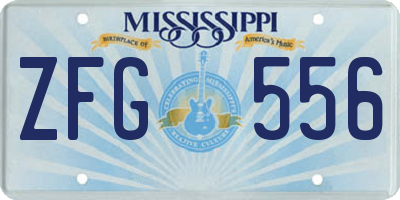 MS license plate ZFG556