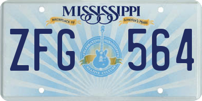 MS license plate ZFG564