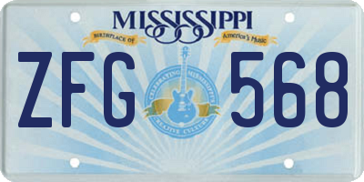 MS license plate ZFG568