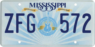 MS license plate ZFG572