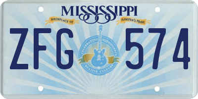 MS license plate ZFG574