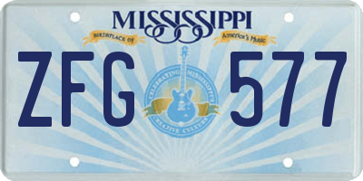 MS license plate ZFG577