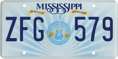MS license plate ZFG579