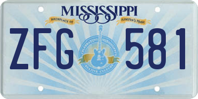 MS license plate ZFG581