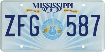 MS license plate ZFG587