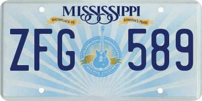 MS license plate ZFG589