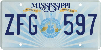 MS license plate ZFG597