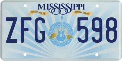MS license plate ZFG598