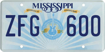 MS license plate ZFG600
