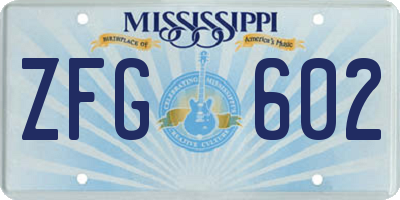 MS license plate ZFG602