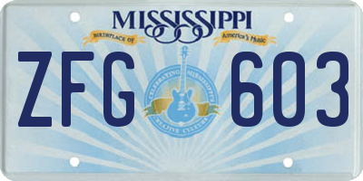 MS license plate ZFG603