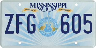 MS license plate ZFG605