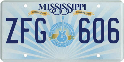 MS license plate ZFG606