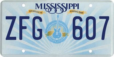 MS license plate ZFG607