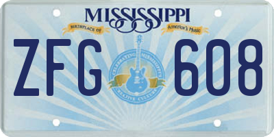 MS license plate ZFG608