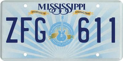 MS license plate ZFG611