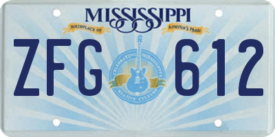 MS license plate ZFG612