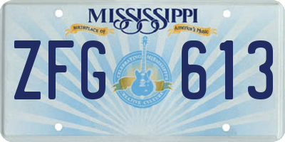 MS license plate ZFG613