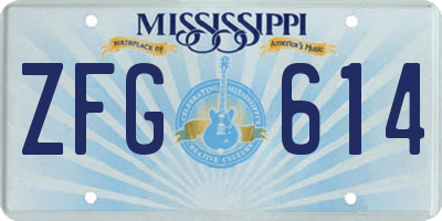 MS license plate ZFG614