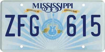 MS license plate ZFG615