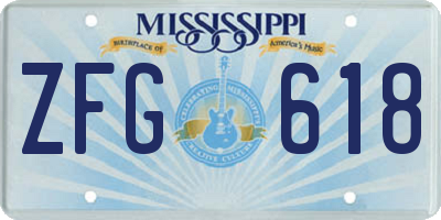 MS license plate ZFG618