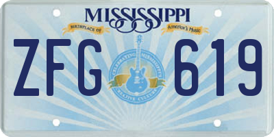 MS license plate ZFG619