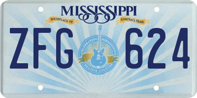 MS license plate ZFG624