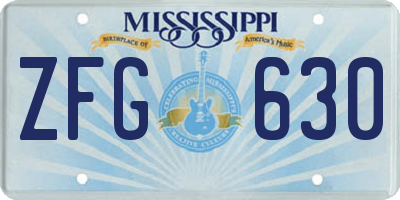 MS license plate ZFG630
