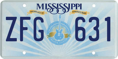 MS license plate ZFG631