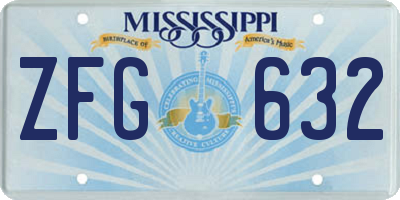 MS license plate ZFG632
