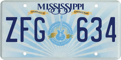 MS license plate ZFG634