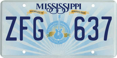 MS license plate ZFG637
