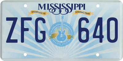 MS license plate ZFG640