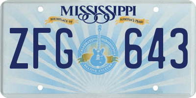 MS license plate ZFG643