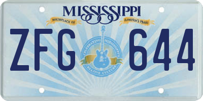 MS license plate ZFG644